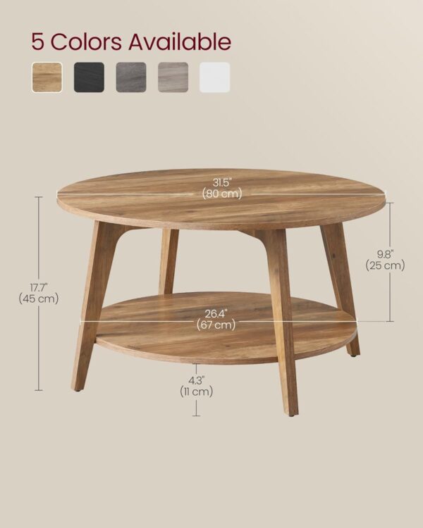 VASAGLE Round Coffee Table with Storage - Image 4