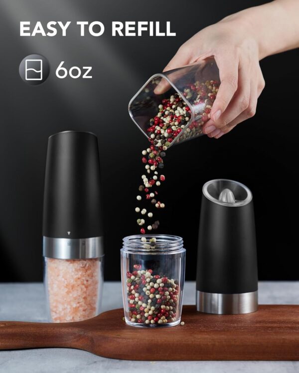 FORLIM Gravity Electric Salt and Pepper Grinder Set, Automatic Pepper Grinder Shakers Mill - Image 2