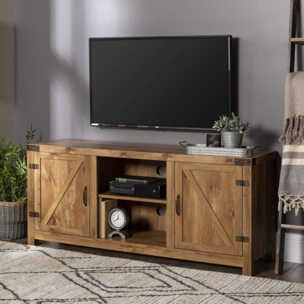 Modern Farmhouse Double Barn Door TV Stand