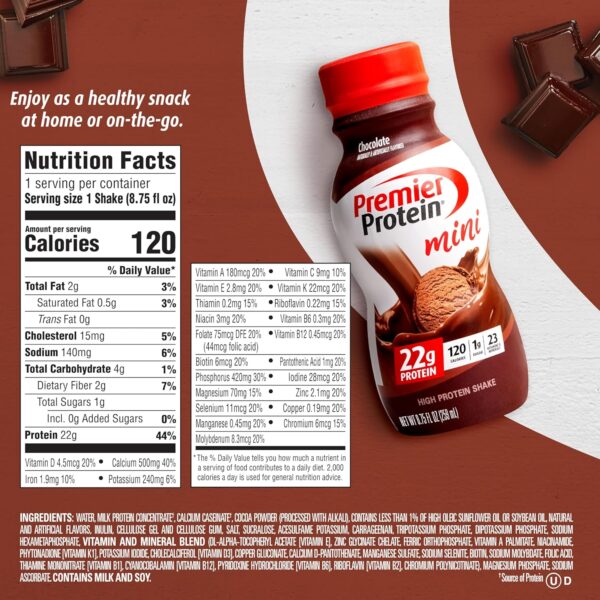 Premier Protein Shake MINIs, Chocolate, 22g Protein - Image 3